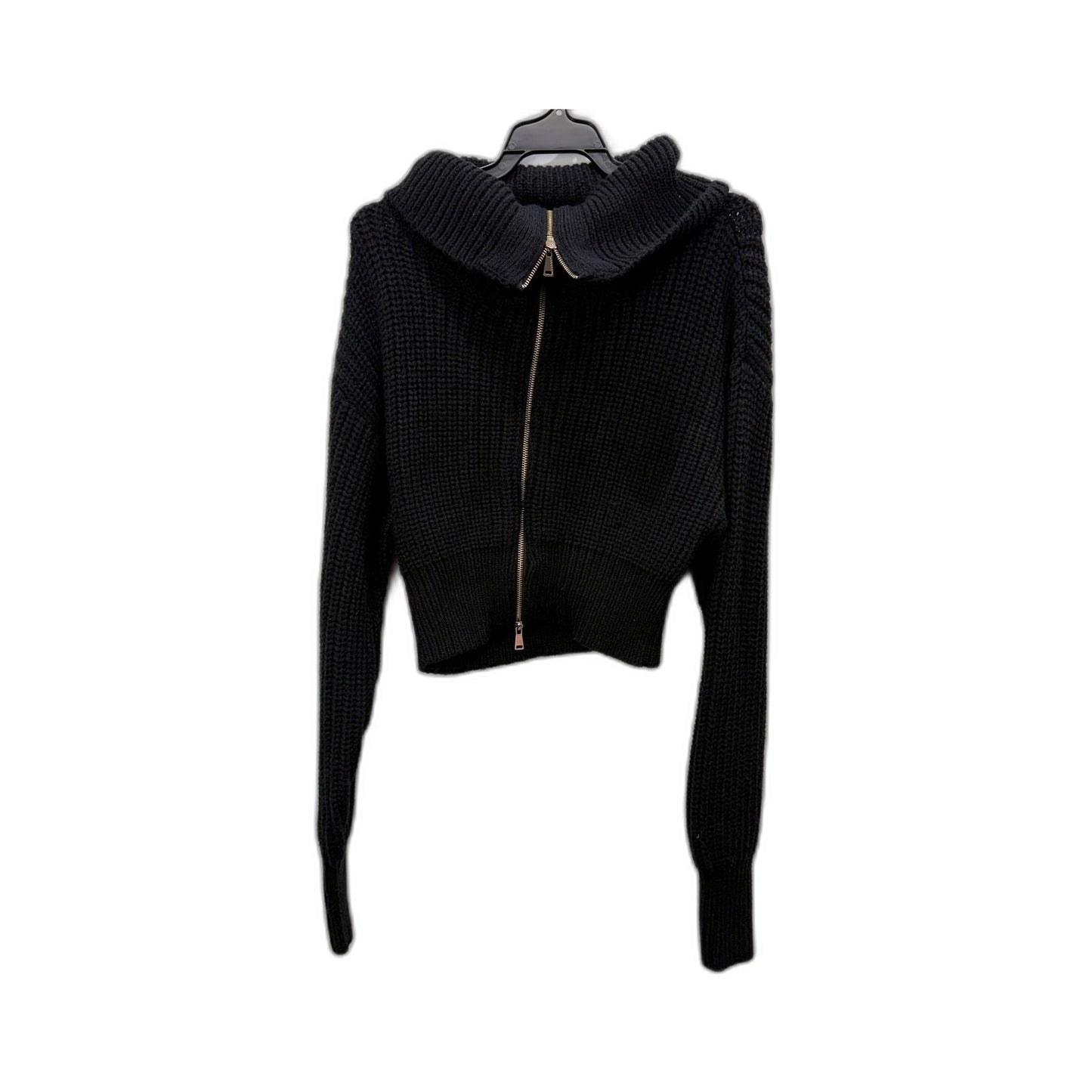 Subtitled Womens Cropped Pullover Sweater in Black, Size S