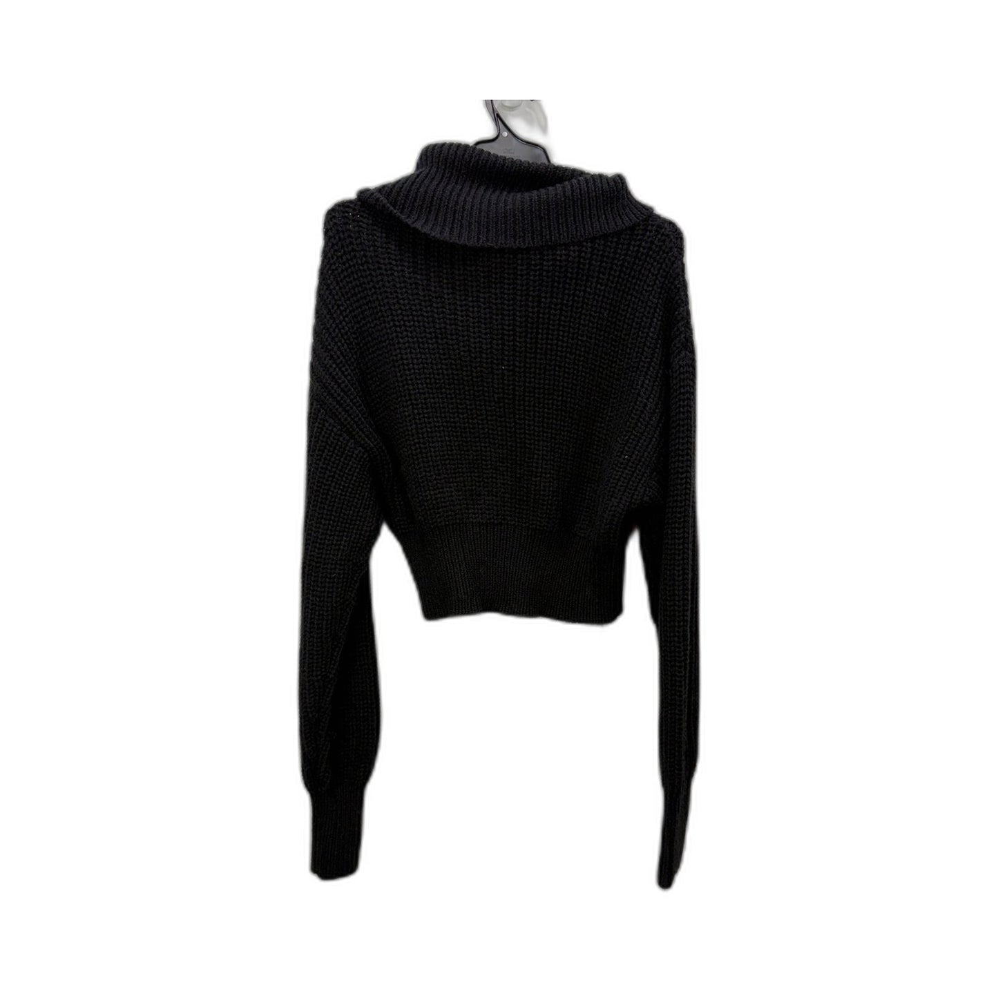 Subtitled Womens Cropped Pullover Sweater in Black, Size S