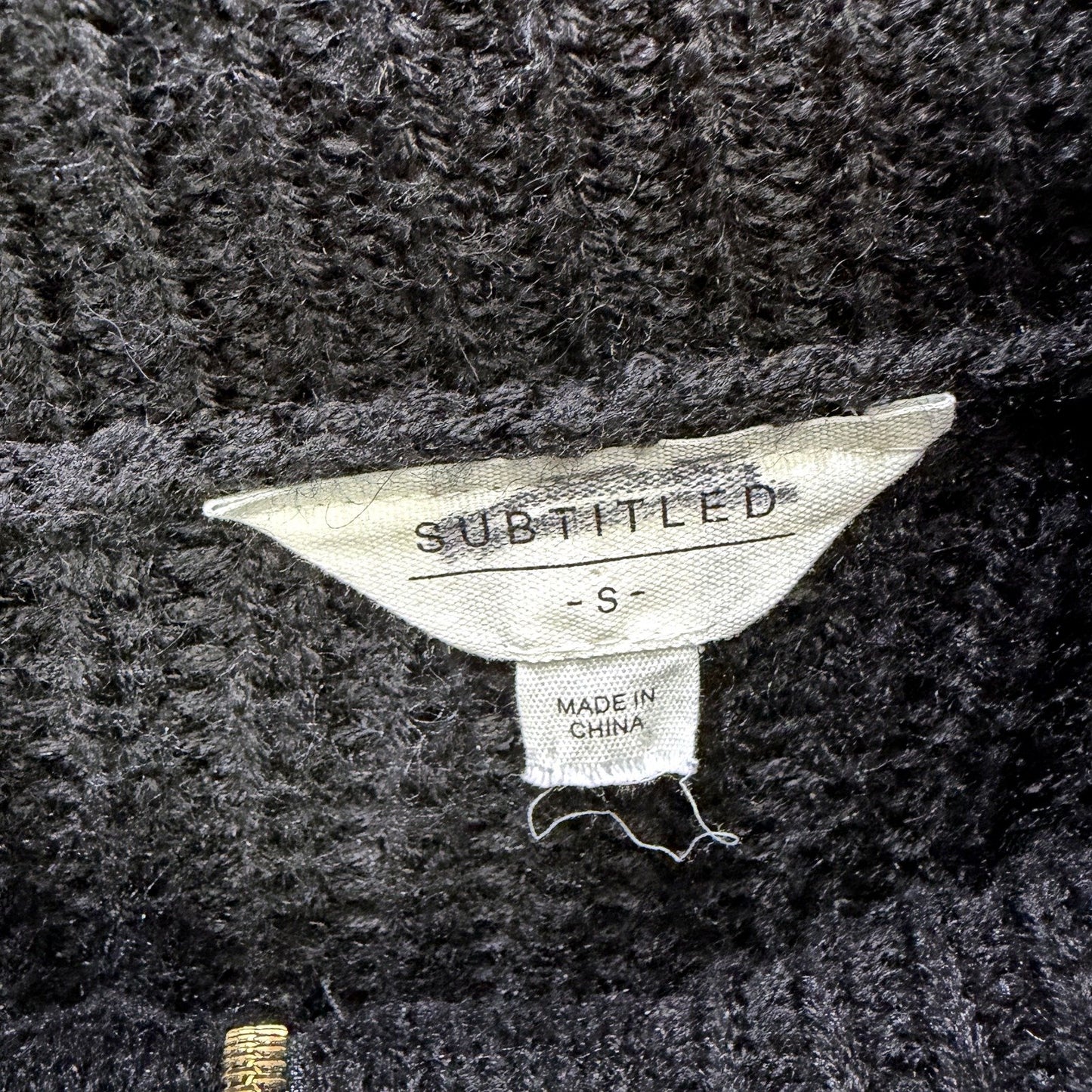 Subtitled Womens Cropped Pullover Sweater in Black, Size S
