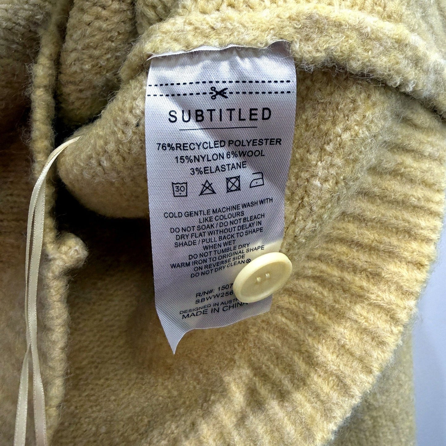 Subtitled Womens Recycled Knit Pullover Sweater Mustard Yellow Size XS NEW