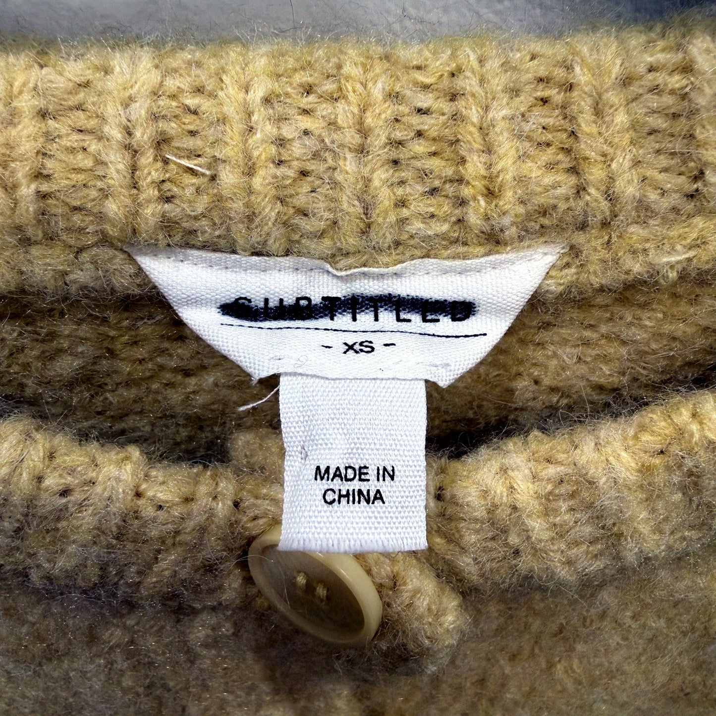Subtitled Womens Recycled Knit Pullover Sweater Mustard Yellow Size XS NEW