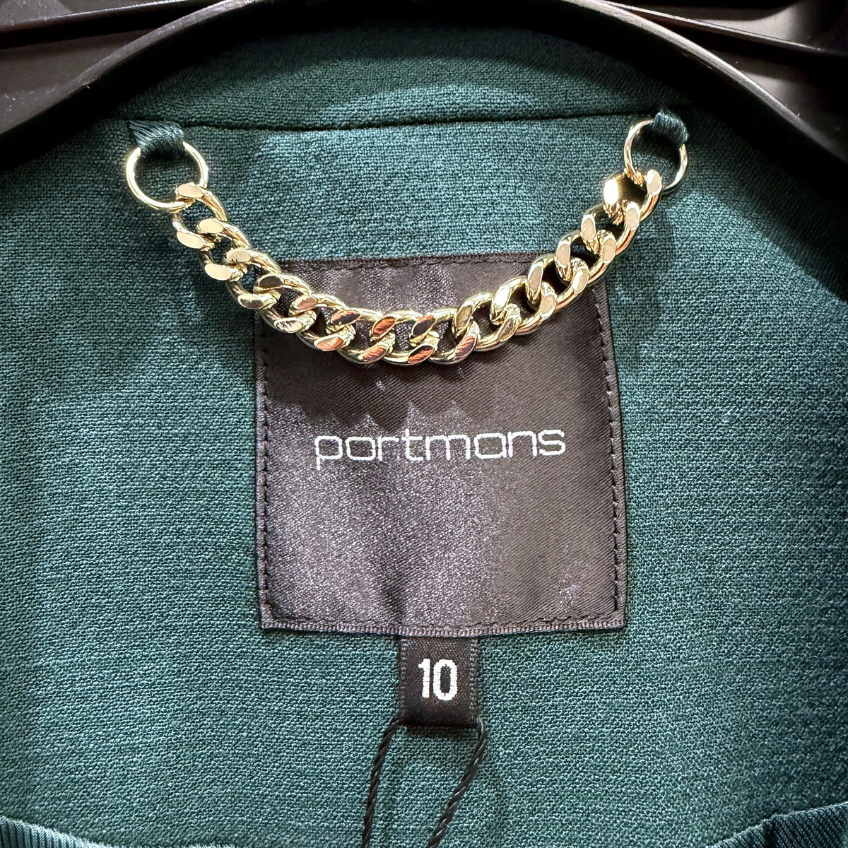 Portmans Womens Ponderosa Pine Coat Belted Shawl Collar Dark Green Size 10 NEW