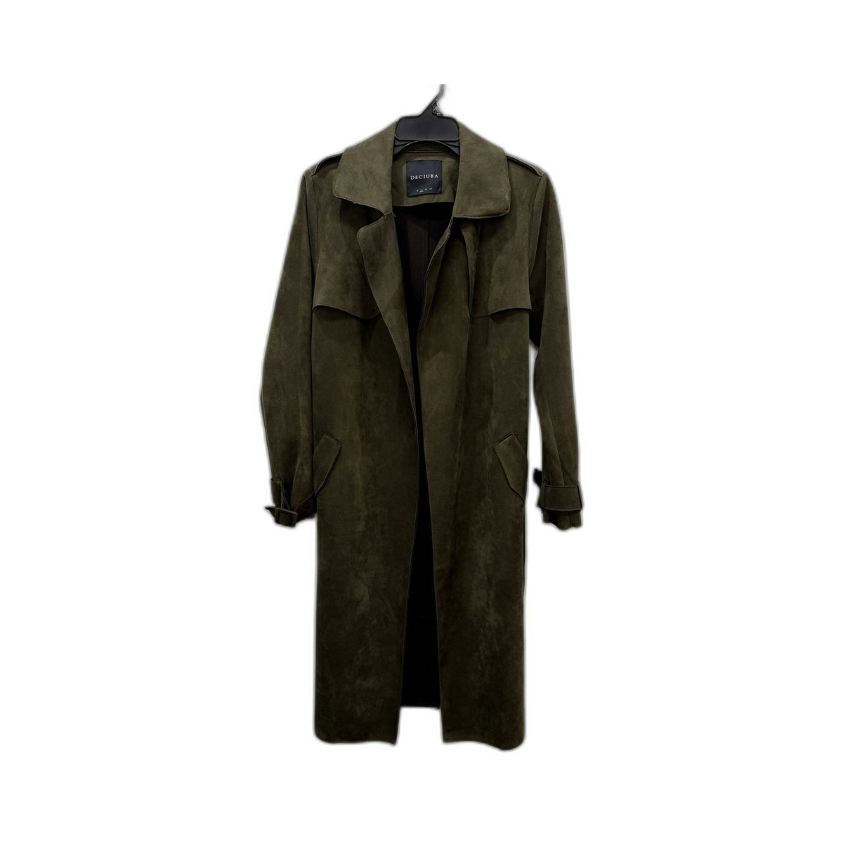 Decjuba Womens Olive Green Suede Trench Coat for Size 10