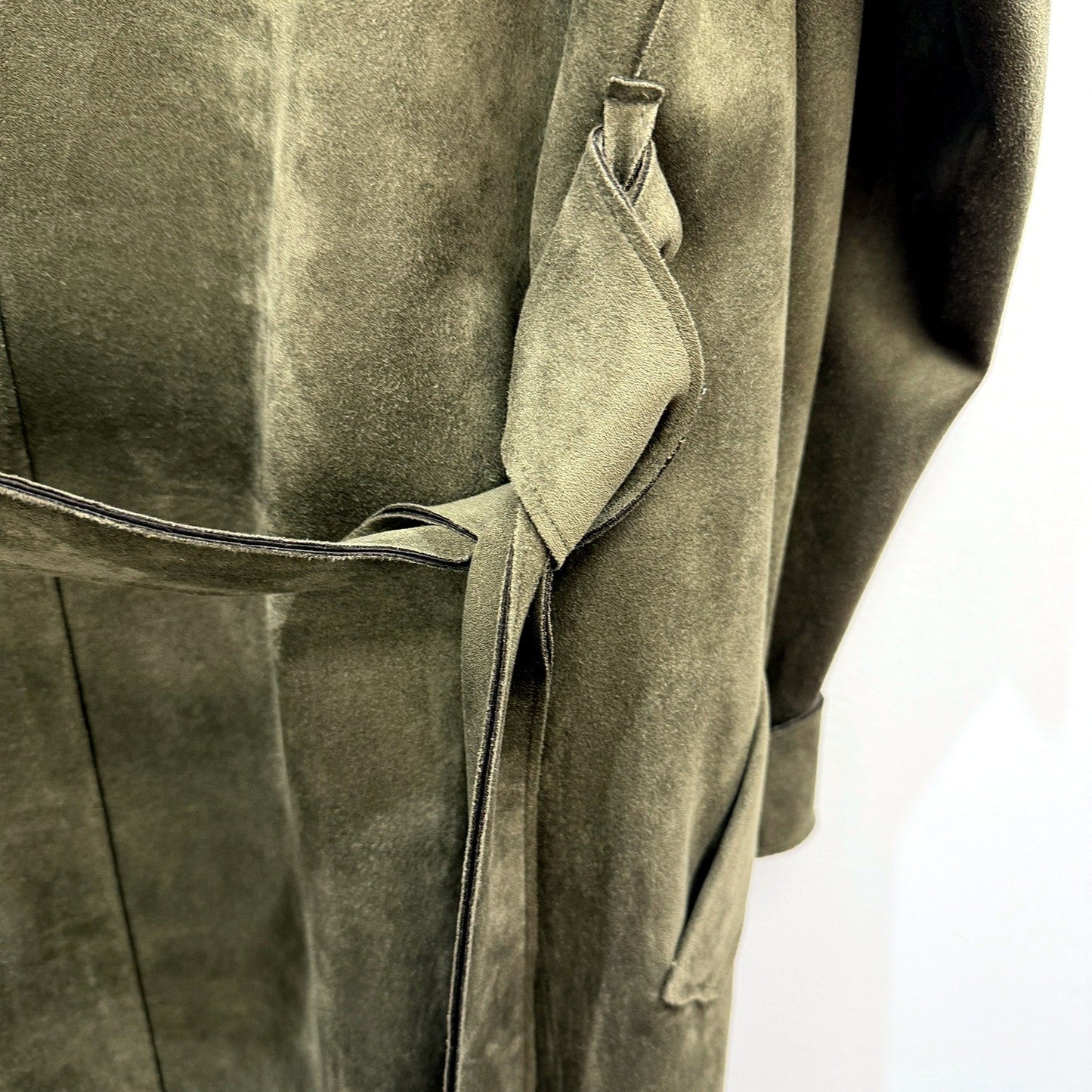 Decjuba Womens Olive Green Suede Trench Coat for Size 10