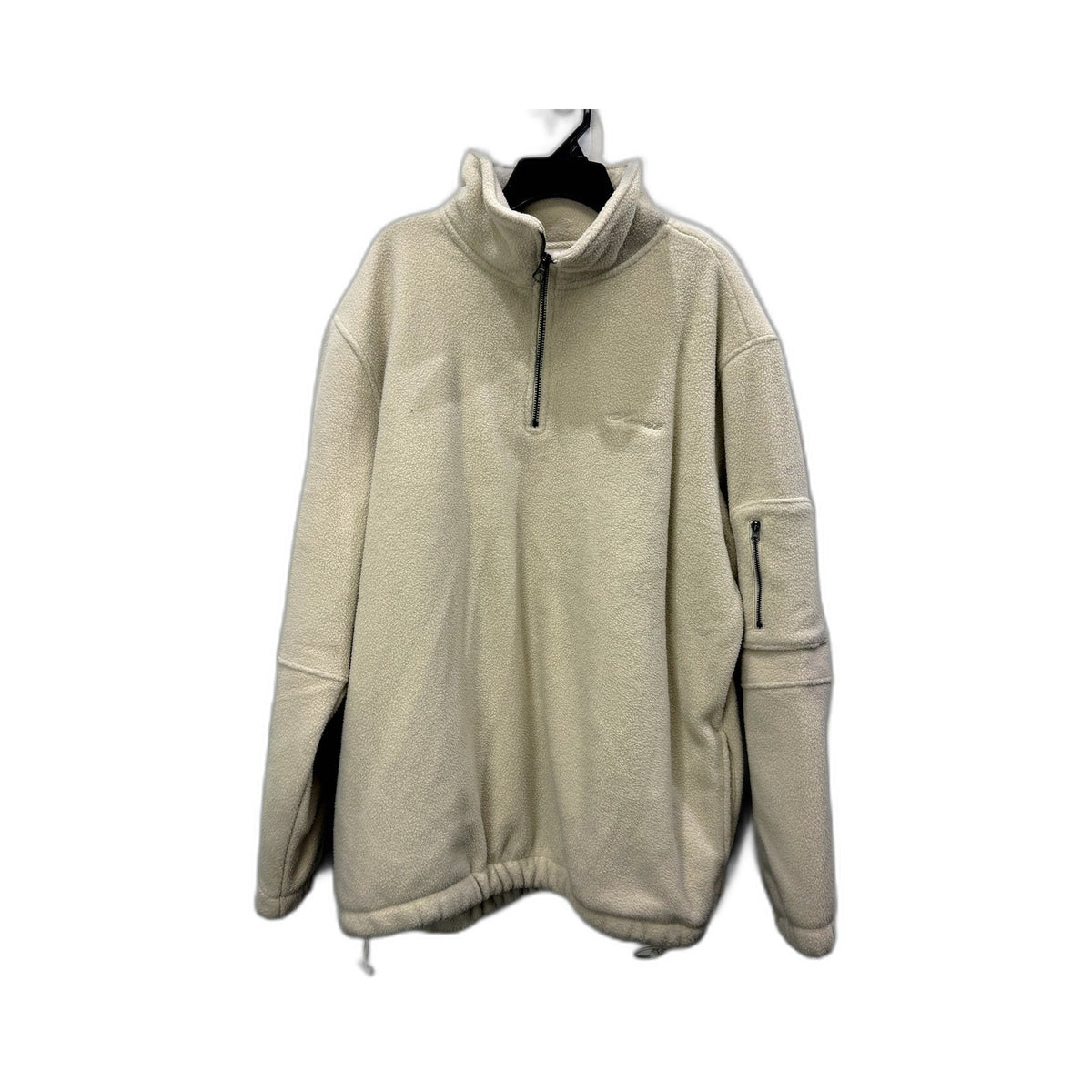 Arvust Mens Beige Quarter Zip Fleece Jumper with Warm Lining, Size M NEW