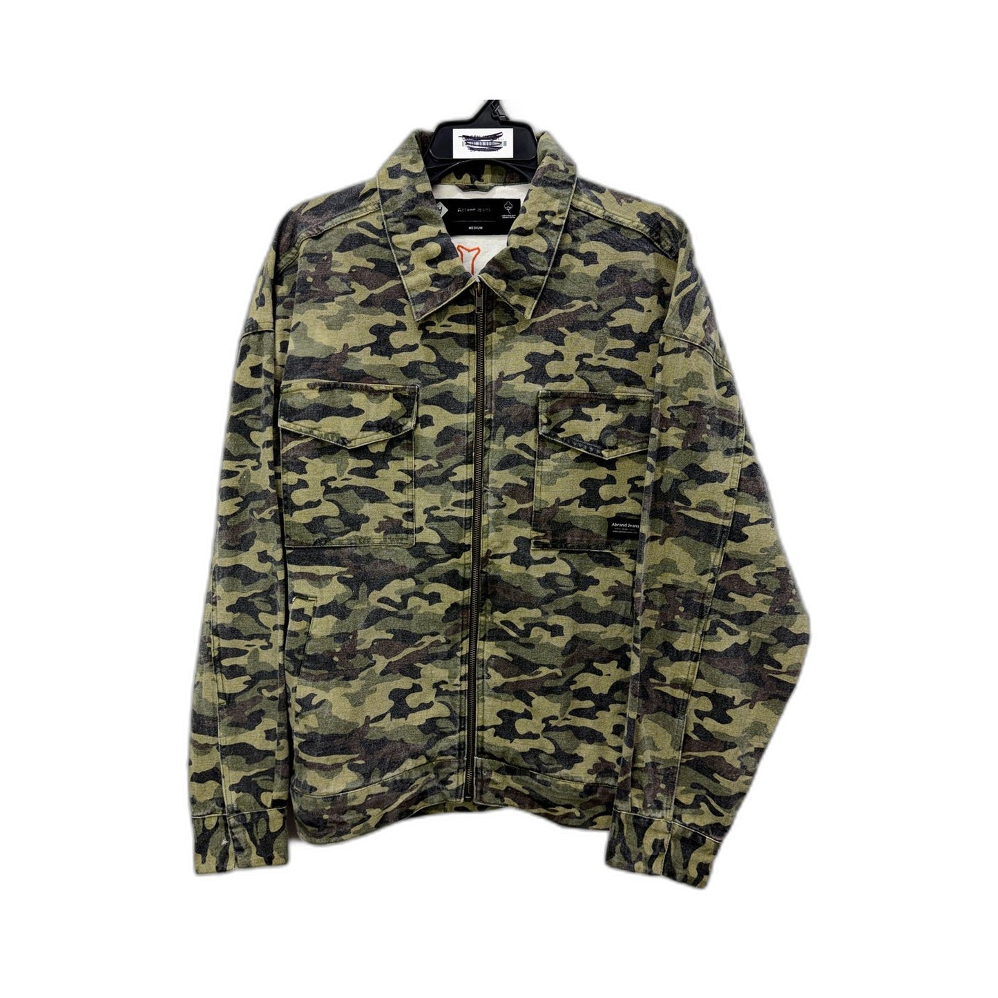 Abrand Mens Green Camouflage Military Fatigue Jacket, Medium Size NEW