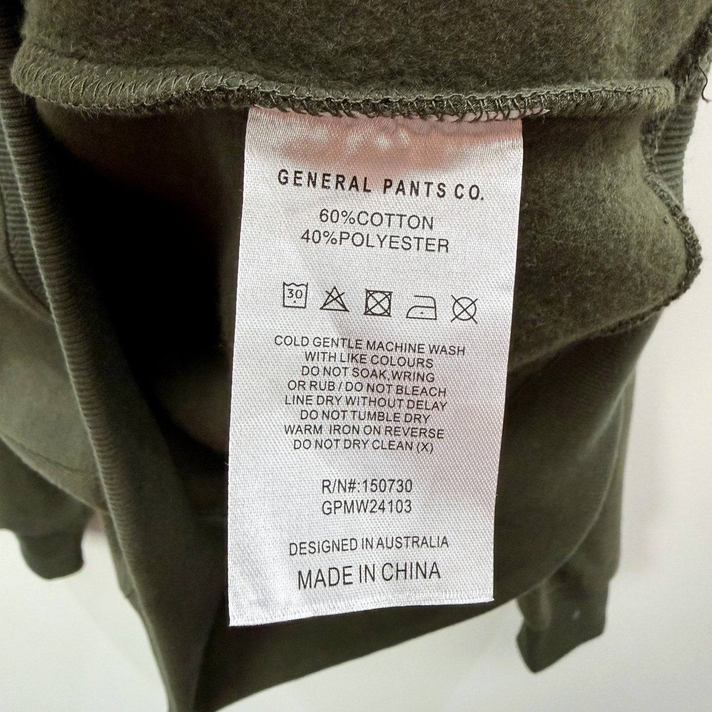 General Pants Co. Mens Olive Green Pullover Sweatshirt in Large Size NEW