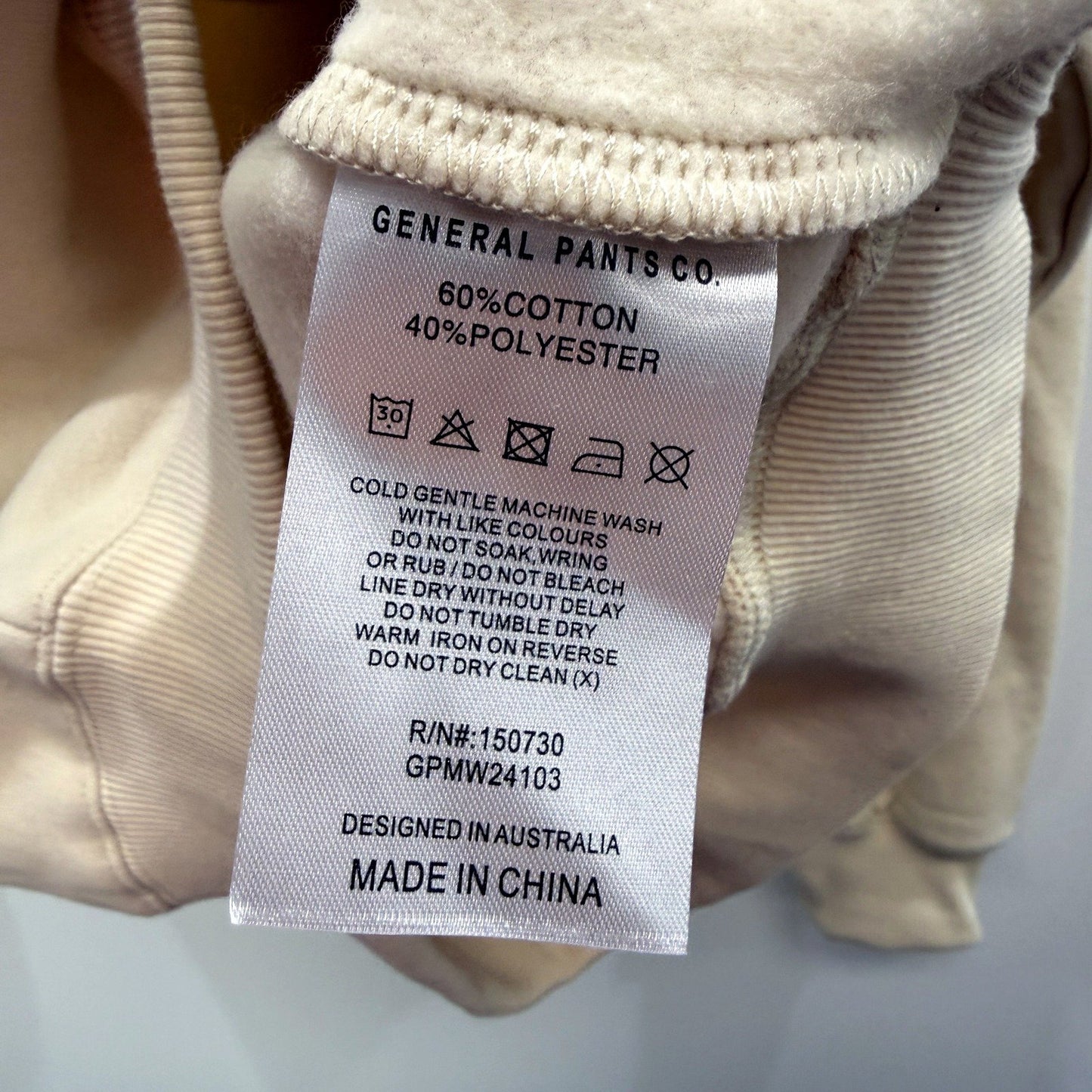 General Pants Co. Mens Pullover Sweatshirt Beige Comfortable Cotton Blend Size M