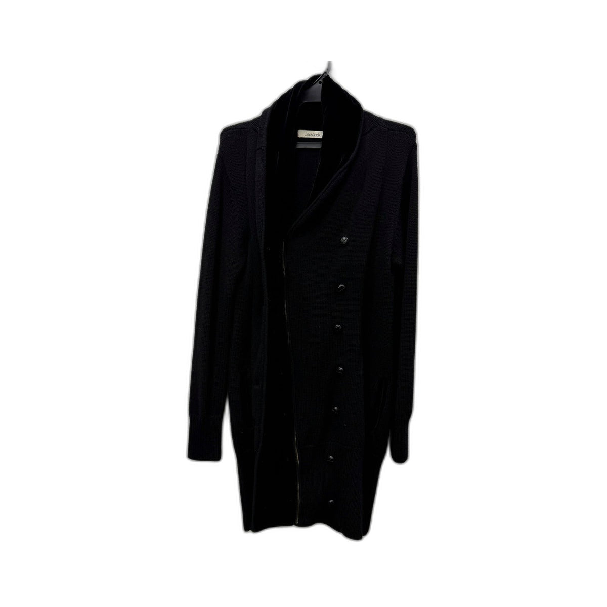 Jac-jack Womens Black Knit Long Coat Pullover Sweatshirt Size M