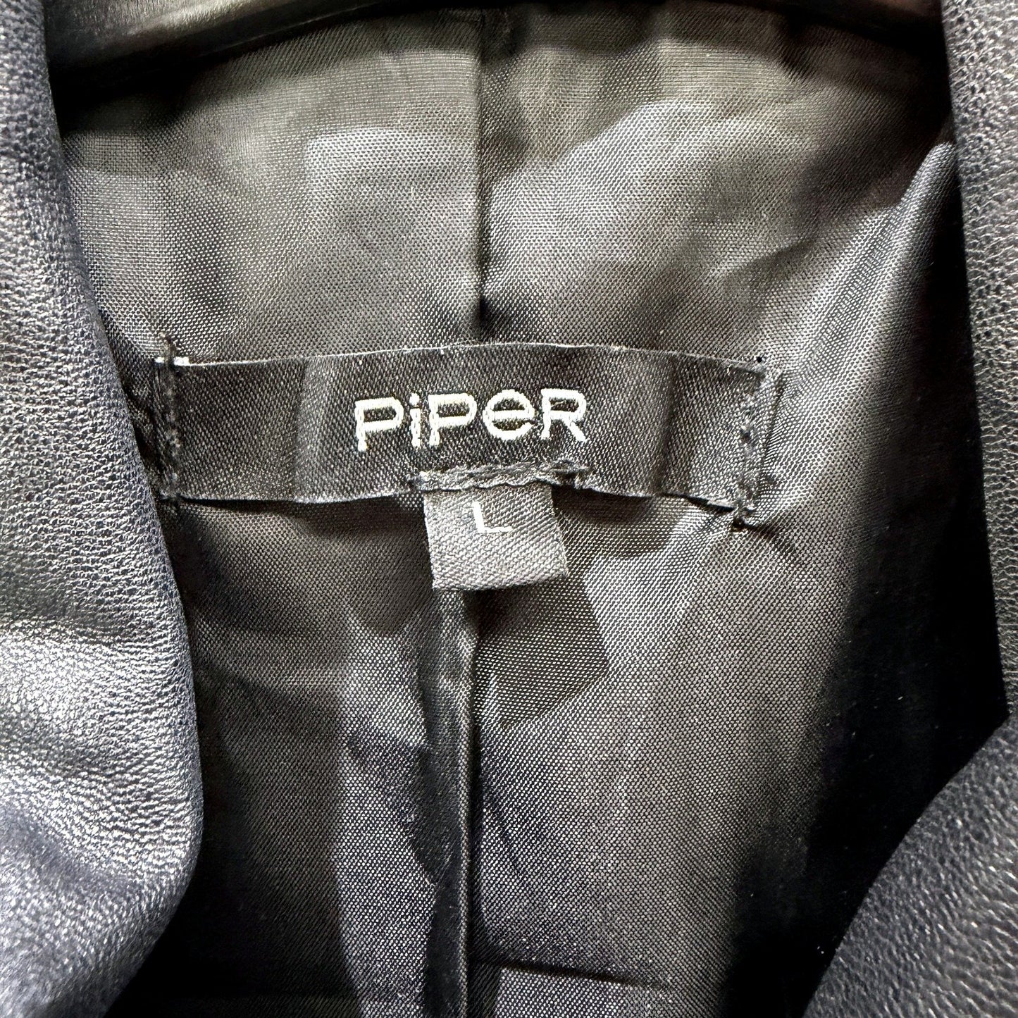 Piper Womens Black Leather Jacket by - Casual Outerwear Size Large