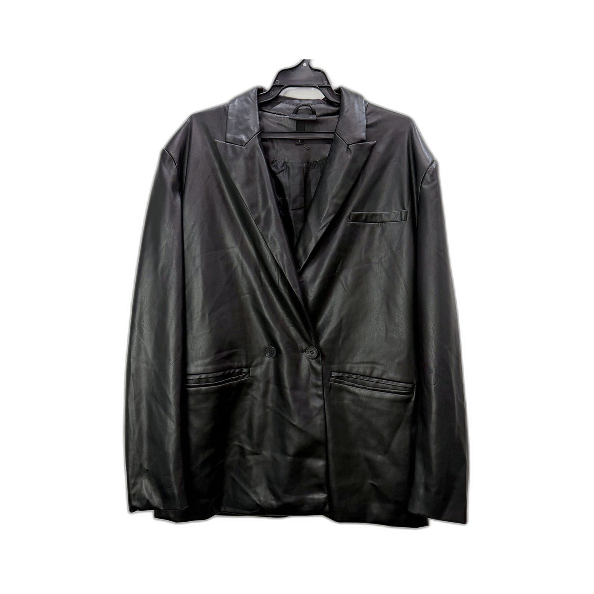 Alice in the eve. Womens Faux Leather Blazer by Black, Size L NEW