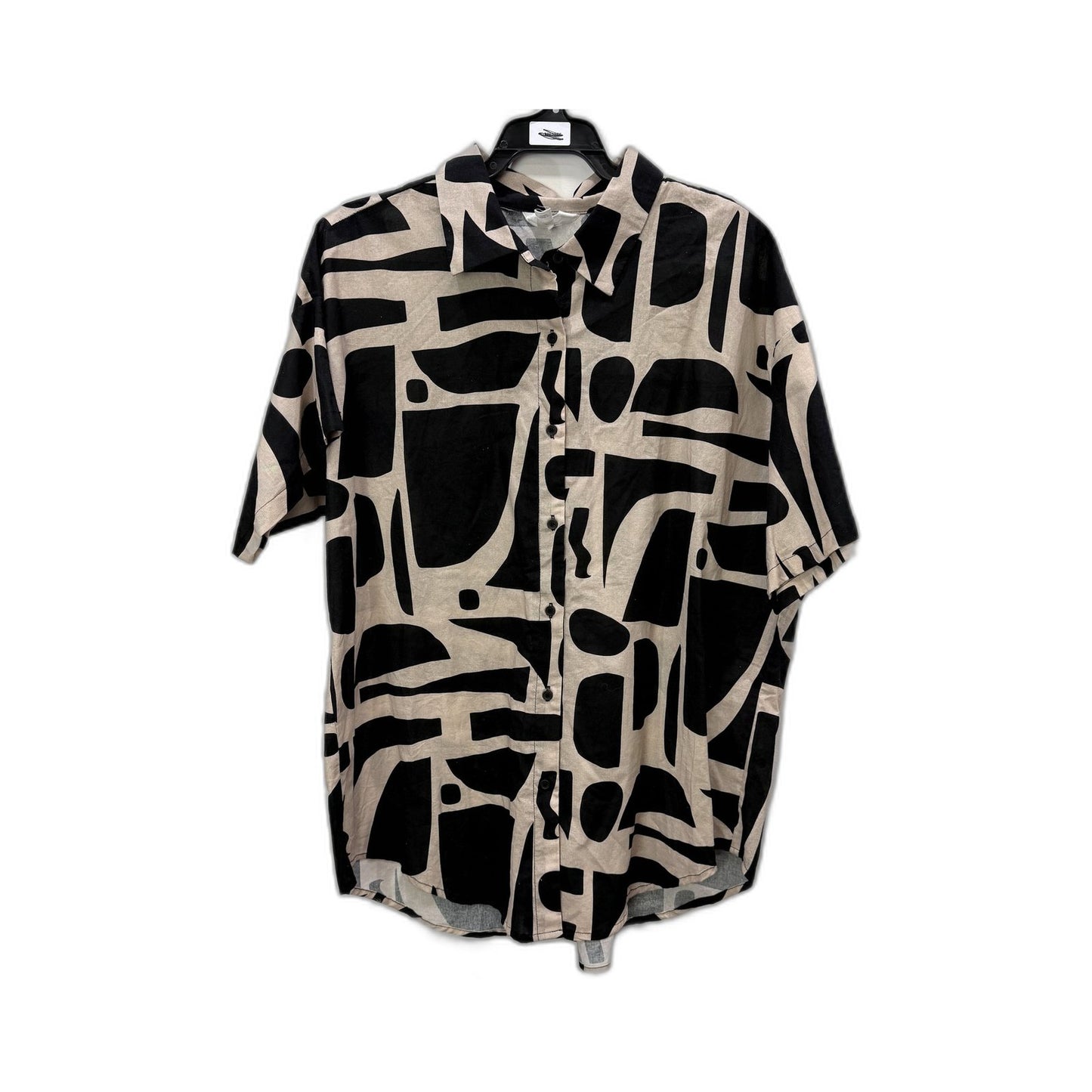 Subtitled Womens Abstract Print Button-Down Linen Shirt Sz S NEW