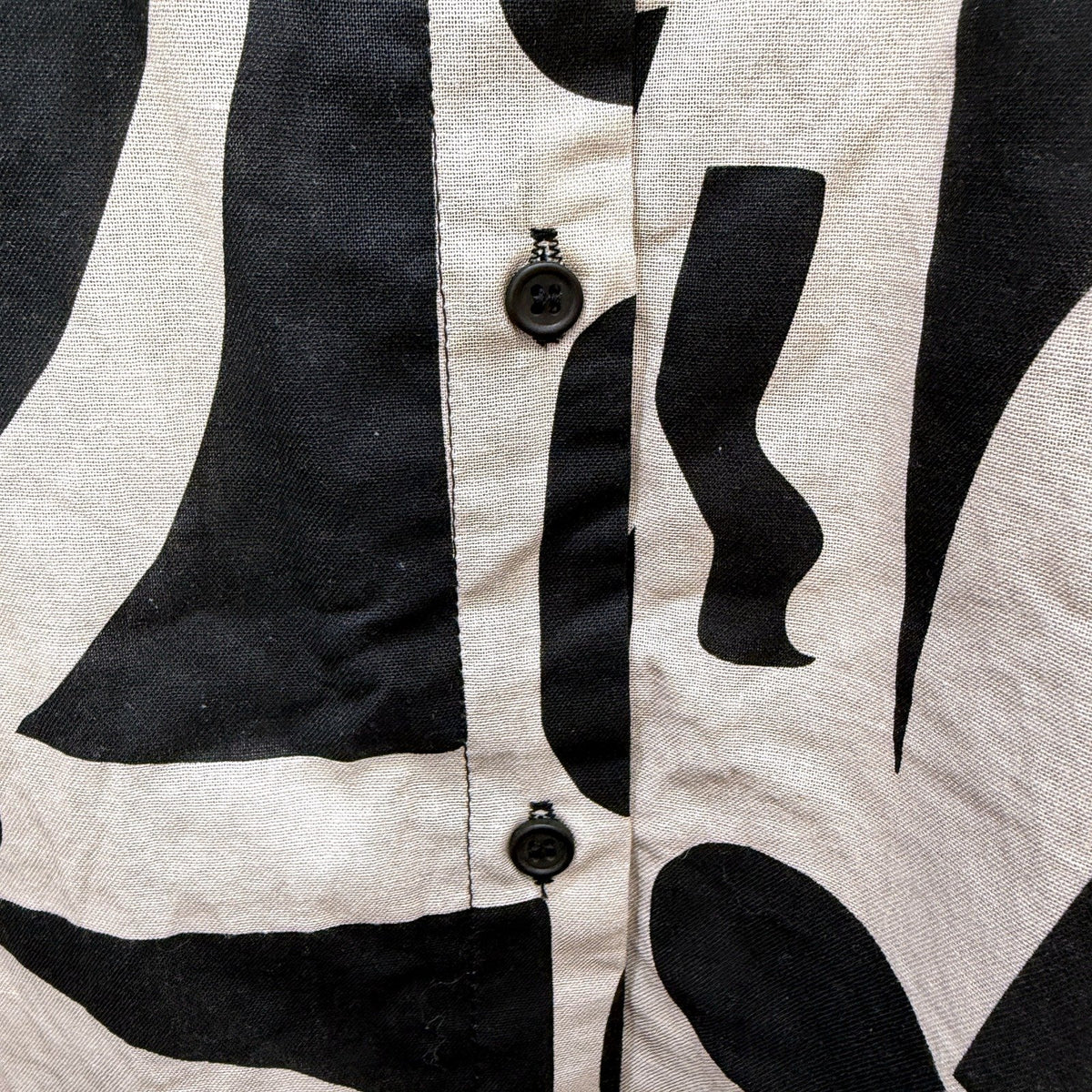 Subtitled Womens Abstract Print Button-Down Linen Shirt Sz S NEW
