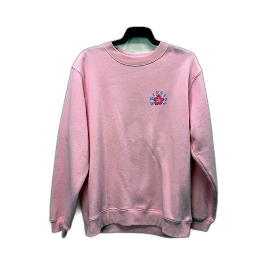 White Fox Womens Hibiscus Graphic Pullover Sweatshirt in Pink, XS/S