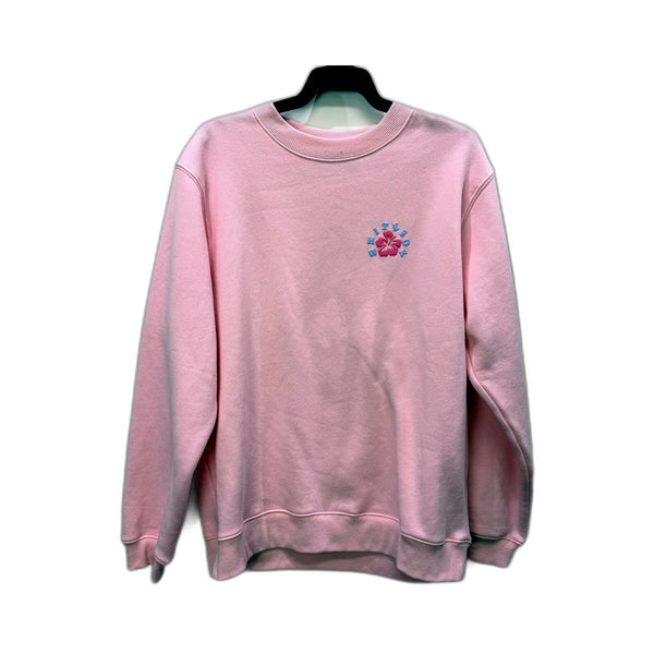 White Fox Womens Hibiscus Graphic Pullover Sweatshirt in Pink, XS/S