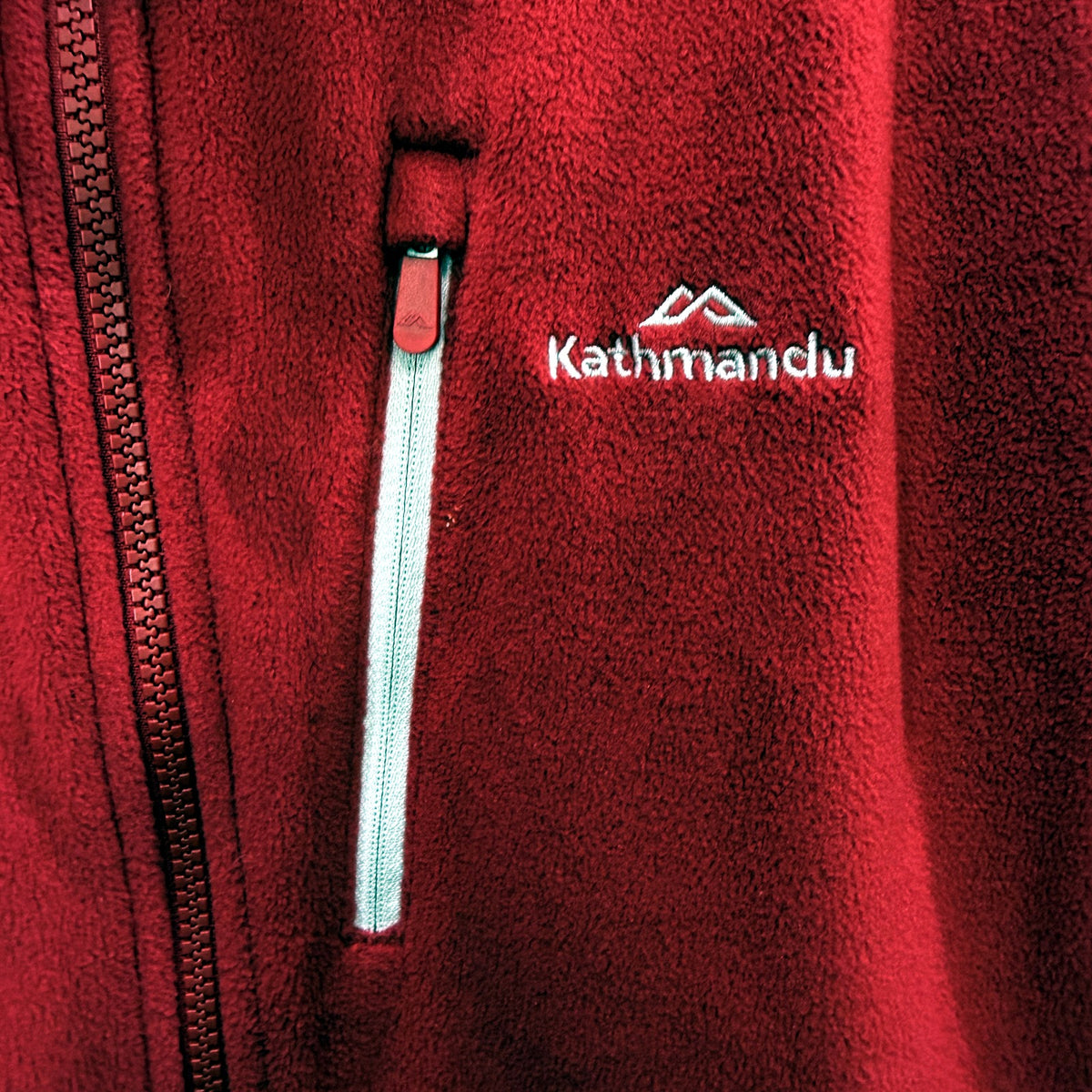 Kathmandu Womens Zip-Up Fleece Jacket for Warm Outdoor Hiking, Red Size L