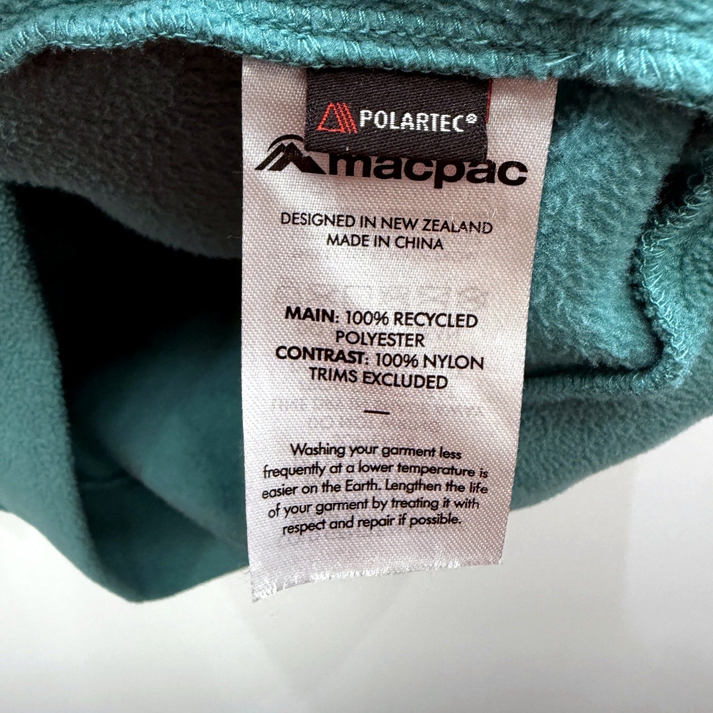 Macpac Mens Quarter Zip Fleece Sweatshirt Teal Recycled Polyester Size L