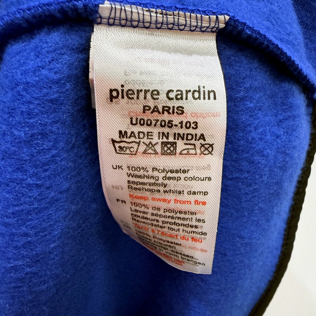Pierre Cardin Mens Quarter Zip Fleece Sweatshirt Blue Polyester Size XL