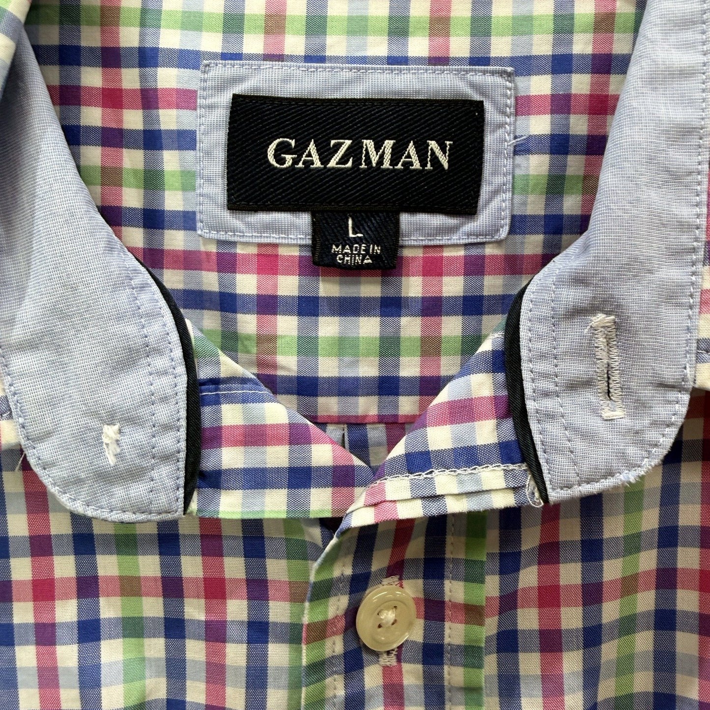 Gazman Mens Multi-Color Plaid Button-Down Casual Cotton Shirt Size L NEW