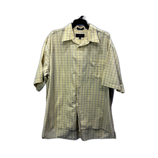 Country Club Mens Plaid Button-Down Shirt Yellow and Blue Vintage Size XXL