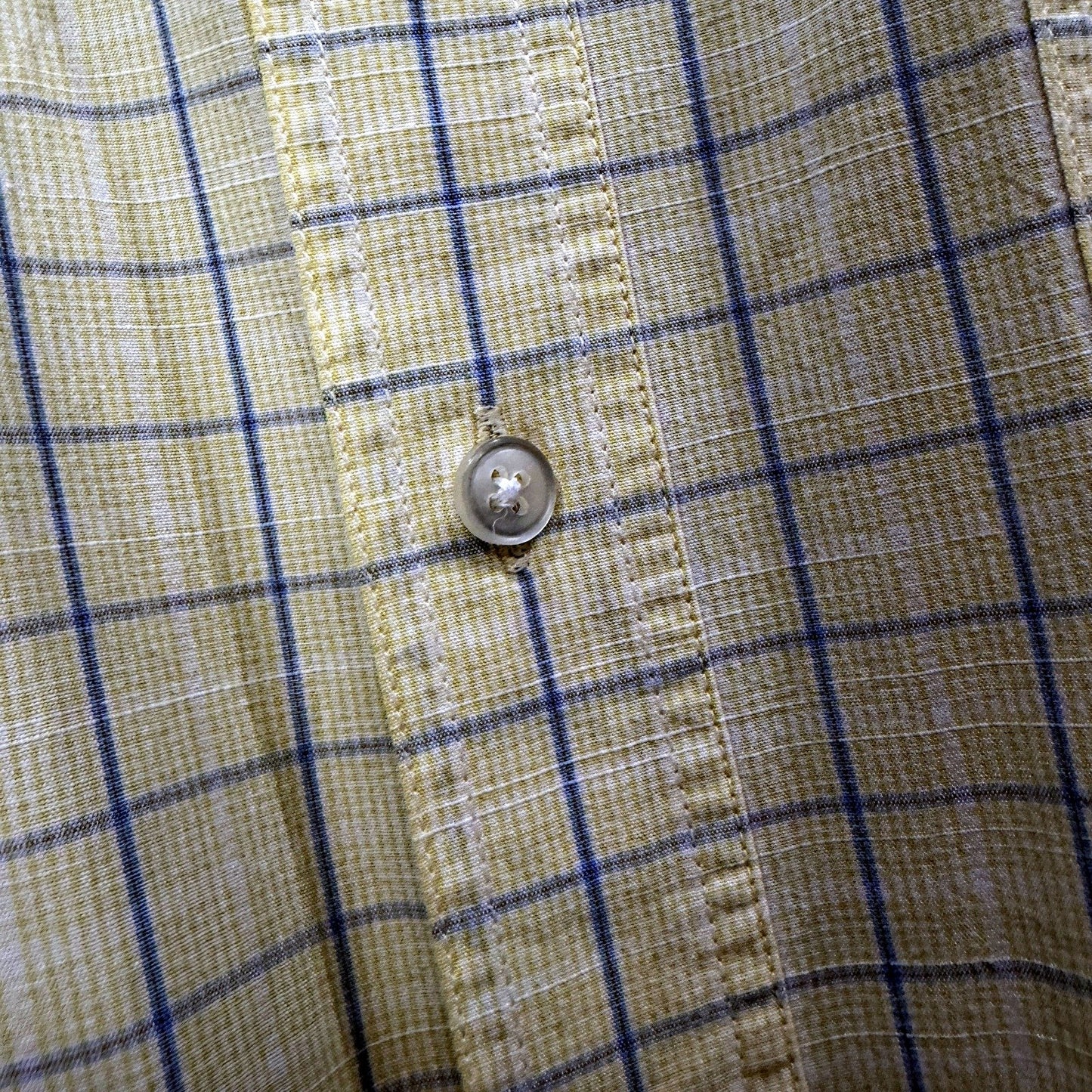 Country Club Mens Plaid Button-Down Shirt Yellow and Blue Vintage Size XXL