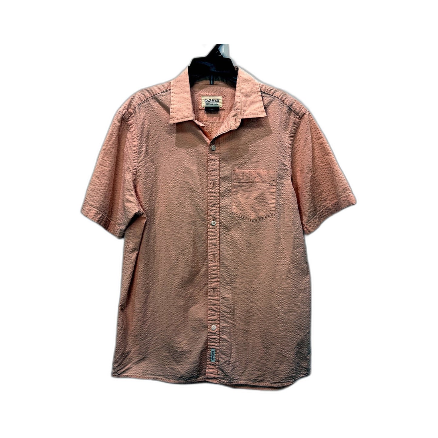 Gazman Mens Button-Down Shirt Casual Lightweight Pink Cotton Linen Size NEW