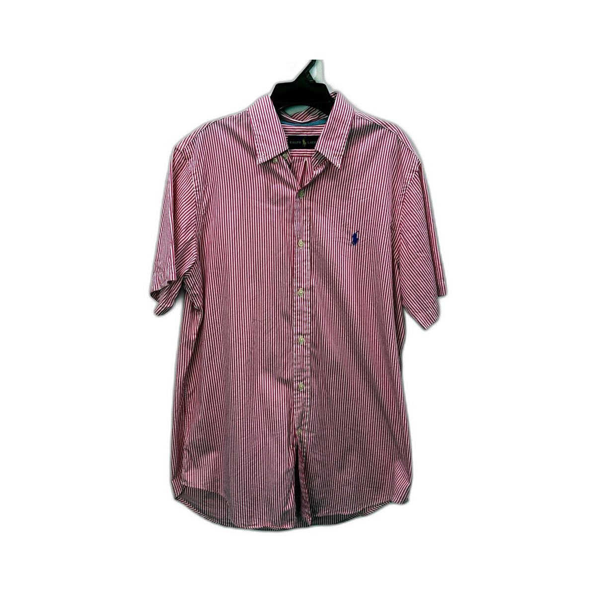 Ralph Lauren Mens Button-Down Shirt in Pink and White Striped, Size M NEW