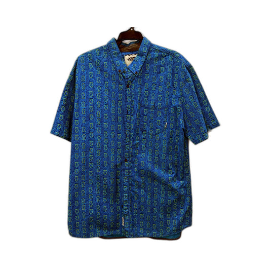 Vans Mens Button-Down Shirt Patterned Cotton Casual Short Sleeve Sz XL