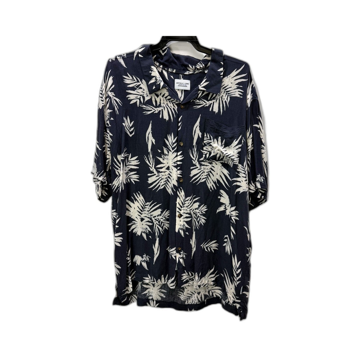 Article Mens Resort Edition Button-Down Shirt Navy Blue and White Size XXL