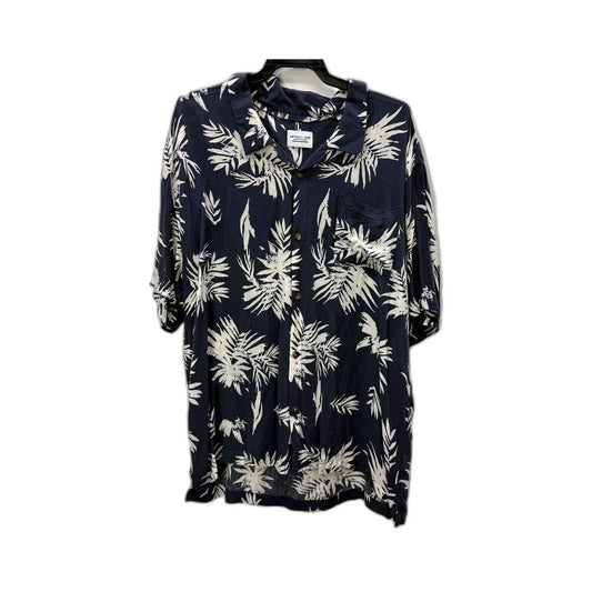 Article Mens Resort Edition Button-Down Shirt Navy Blue and White Size XXL
