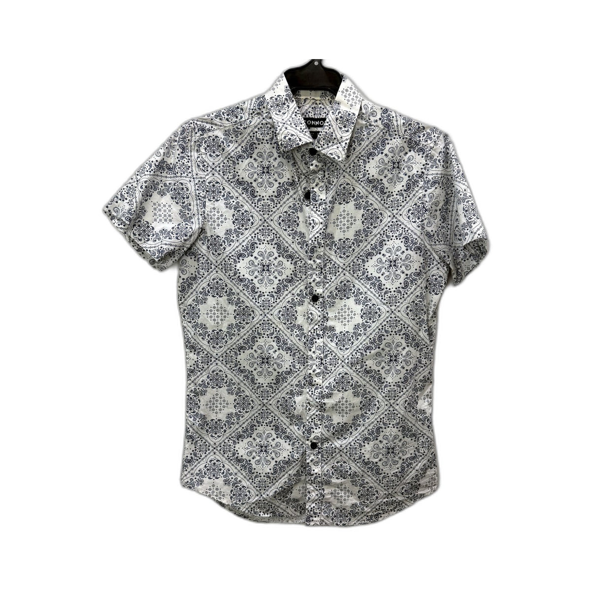 Connor Mens Button-Down Shirt Black and White Paisley Cotton Casual Size XS NEW