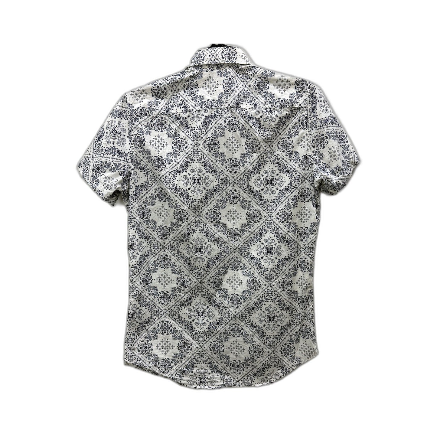 Connor Mens Button-Down Shirt Black and White Paisley Cotton Casual Size XS NEW