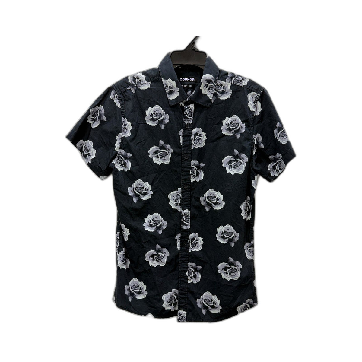 Connor Mens Floral Print Button-Down Shirt Slim Fit Casual Black Size XS NEW
