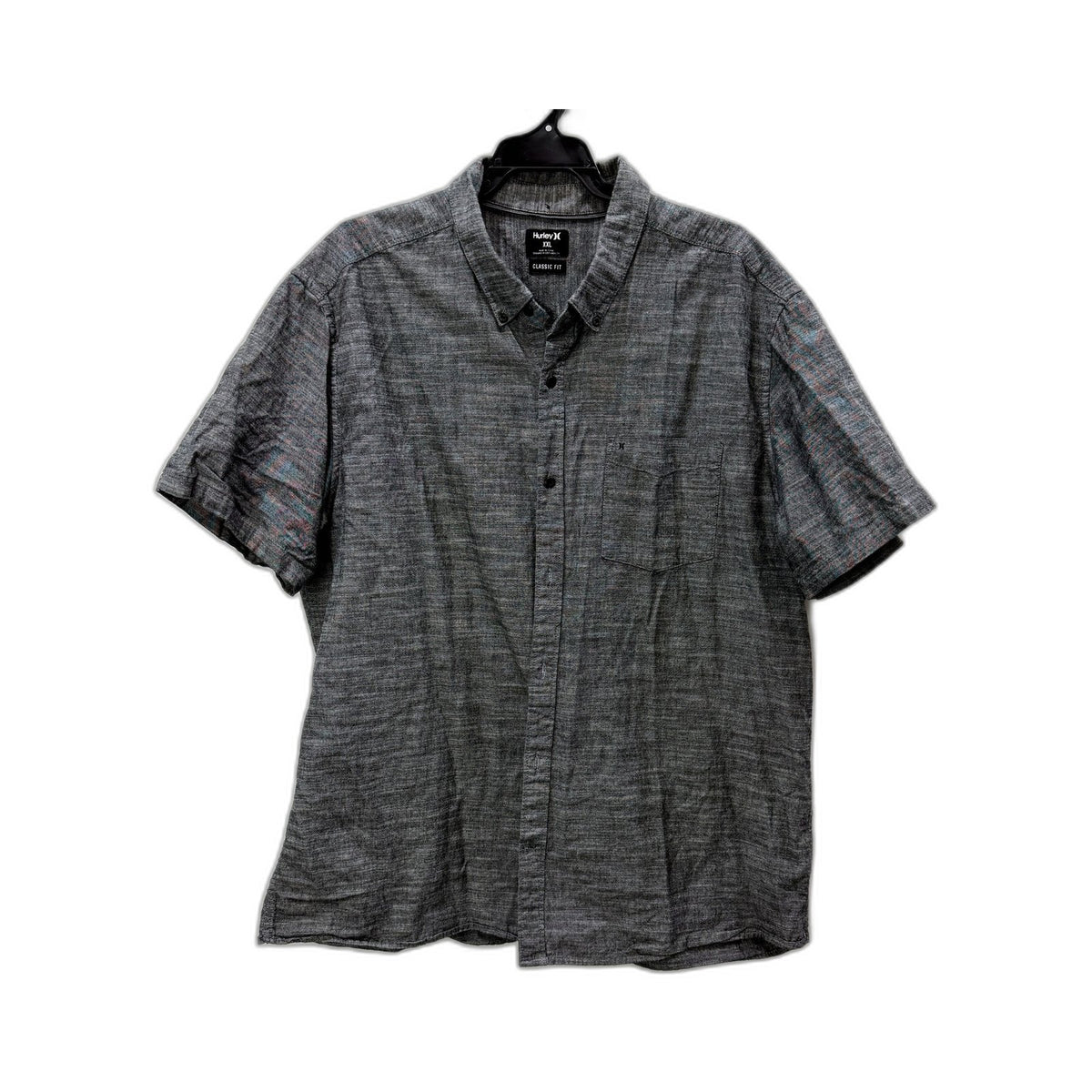 Hurley Mens Classic Fit Gray Button-Down Shirt, Size XXL NEW