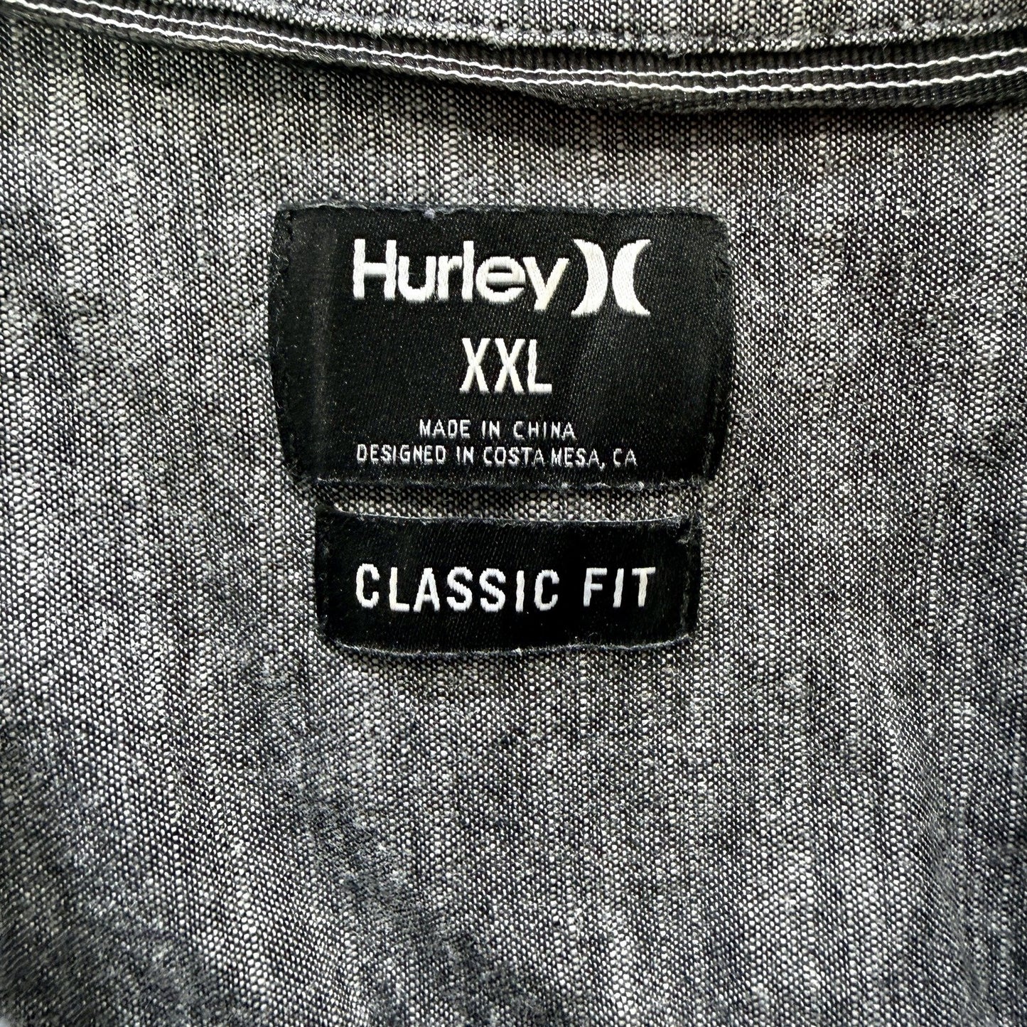 Hurley Mens Classic Fit Gray Button-Down Shirt, Size XXL NEW