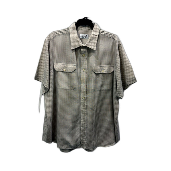 B.CLEMO Mens Button-Down Plaid Shirt in Gray/White Cotton Casual Tops XXL