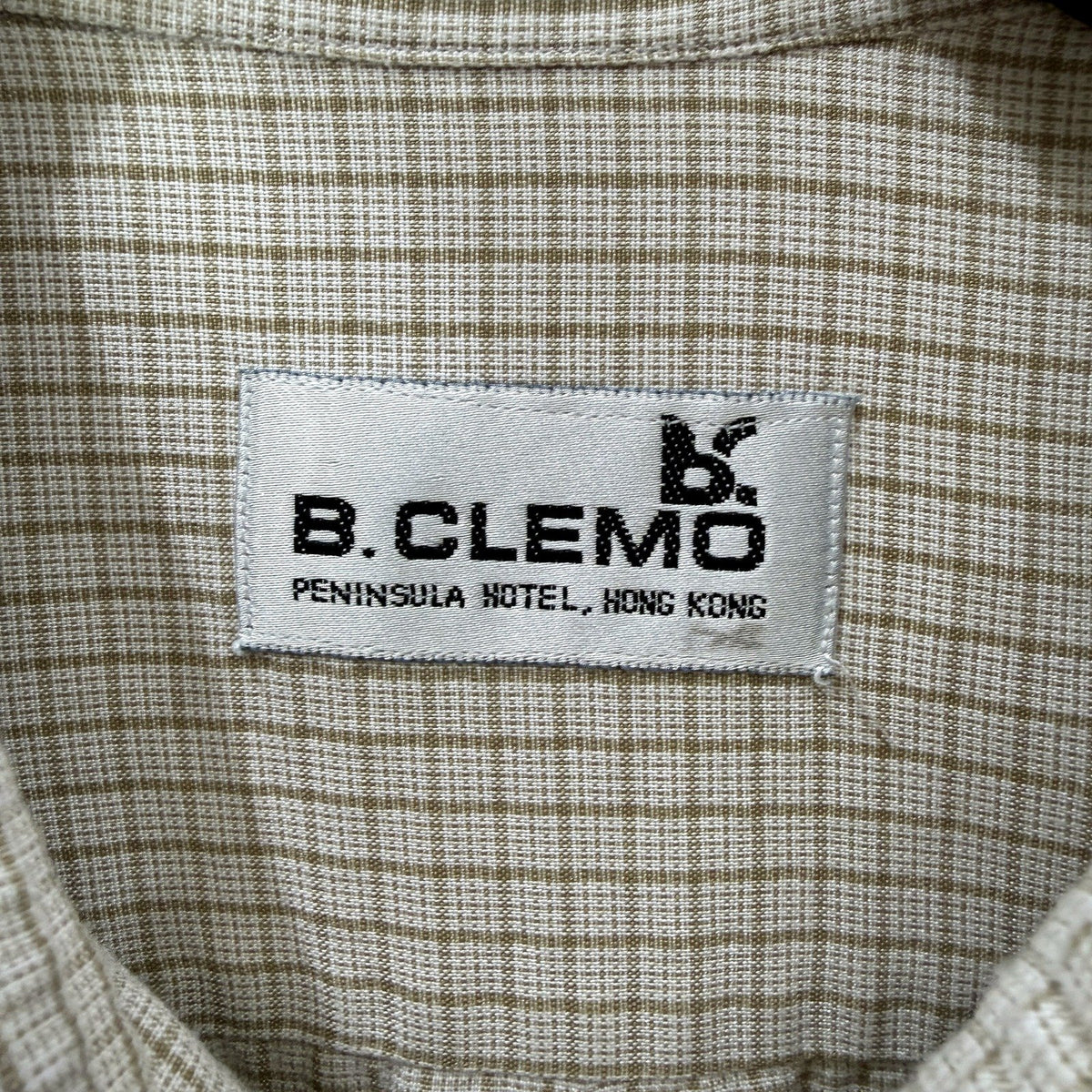 B.CLEMO Mens Button-Down Plaid Shirt in Gray/White Cotton Casual Tops XXL