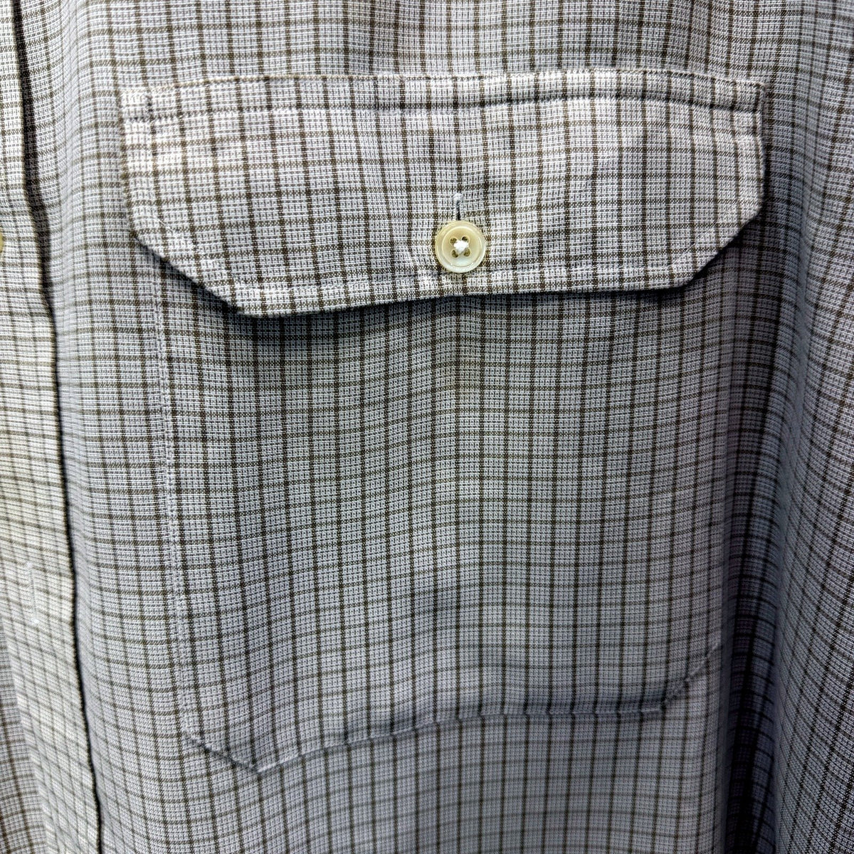B.CLEMO Mens Button-Down Plaid Shirt in Gray/White Cotton Casual Tops XXL