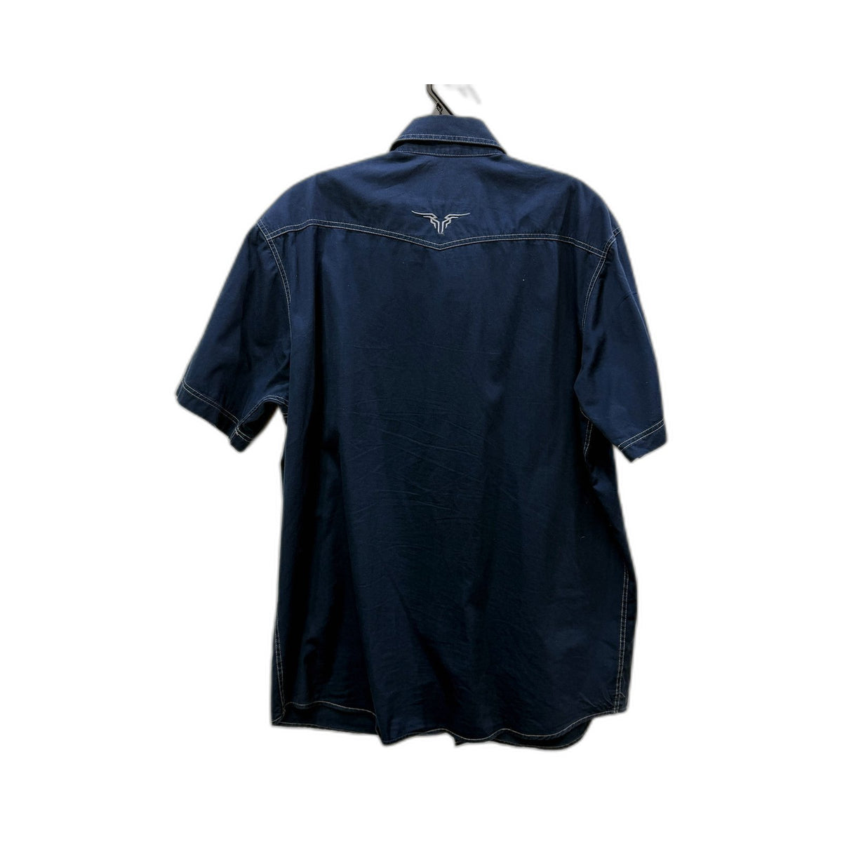 Bullzye Mens Navy Blue Cotton Button Down Shirt with Snap Pocket, Size L