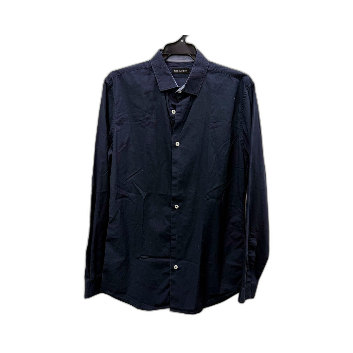 Jack London Mens Navy Blue Cotton Button-Down Shirt, Small Size