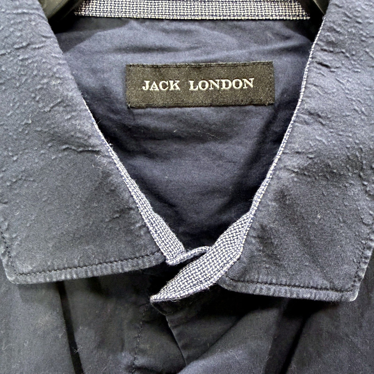 Jack London Mens Navy Blue Cotton Button-Down Shirt, Small Size