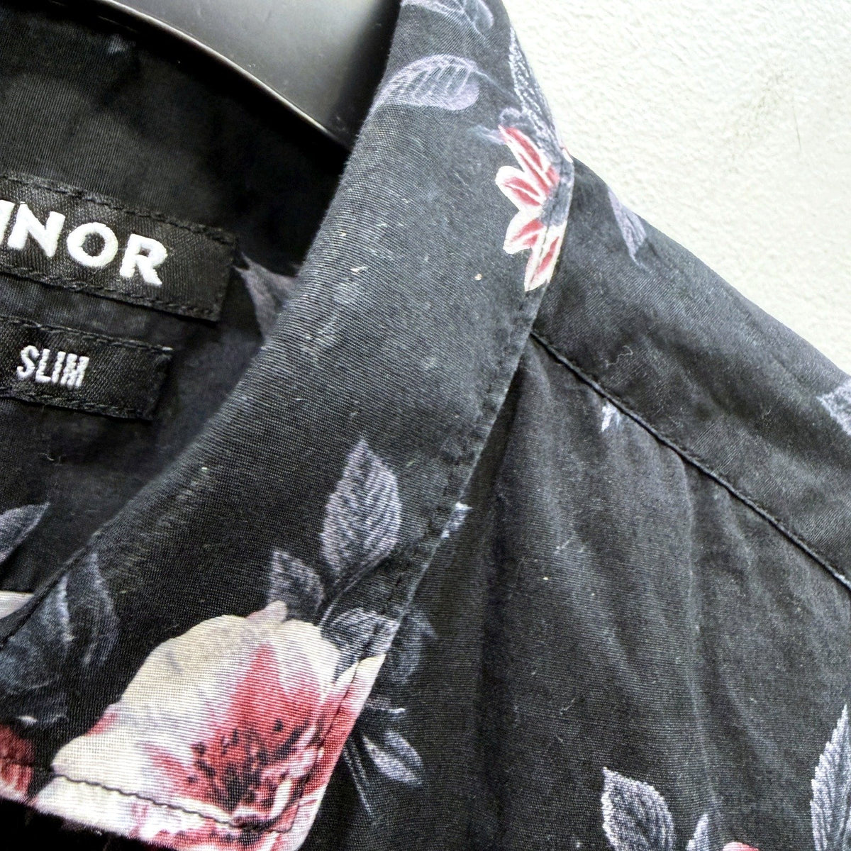 Connor Mens Slim Fit Floral Print Button-Down Shirt Black Sz XS