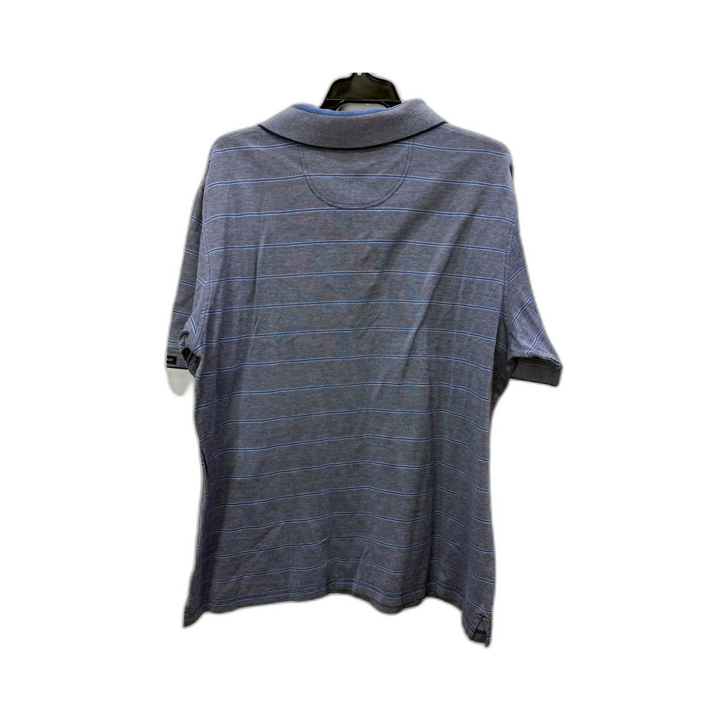 Gazman Mens Striped Cotton Polo Shirt in Gray and Blue, Size L