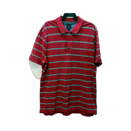 Gazman Mens Striped Cotton Polo Shirt in Red and Blue, Casual Style, Size L