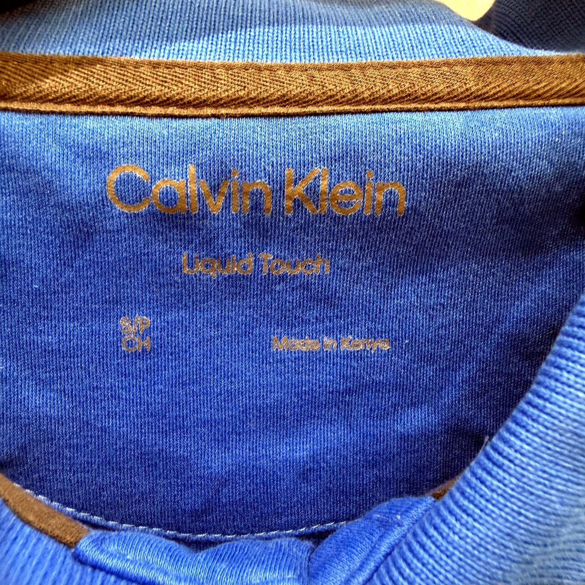 Calvin Klein Mens Blue Cotton Polo Shirt with Short Sleeves Size Small