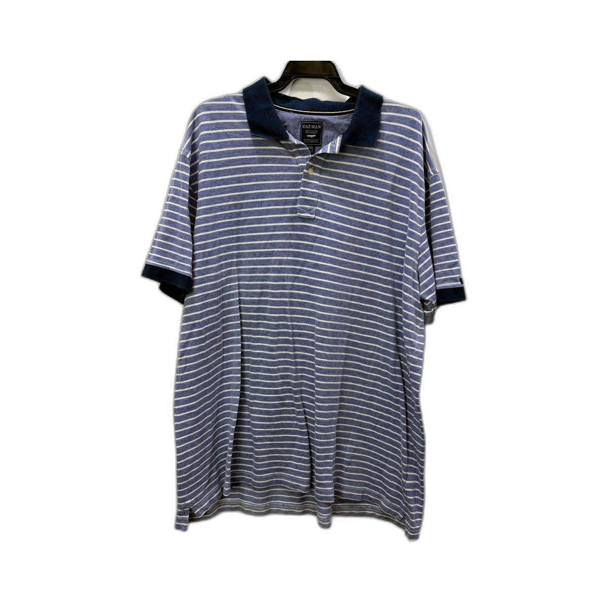 Gazman Mens Striped Navy and White Cotton Polo Shirt, XXL Size