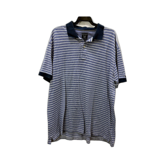 Gazman Mens Striped Navy and White Cotton Polo Shirt, XXL Size