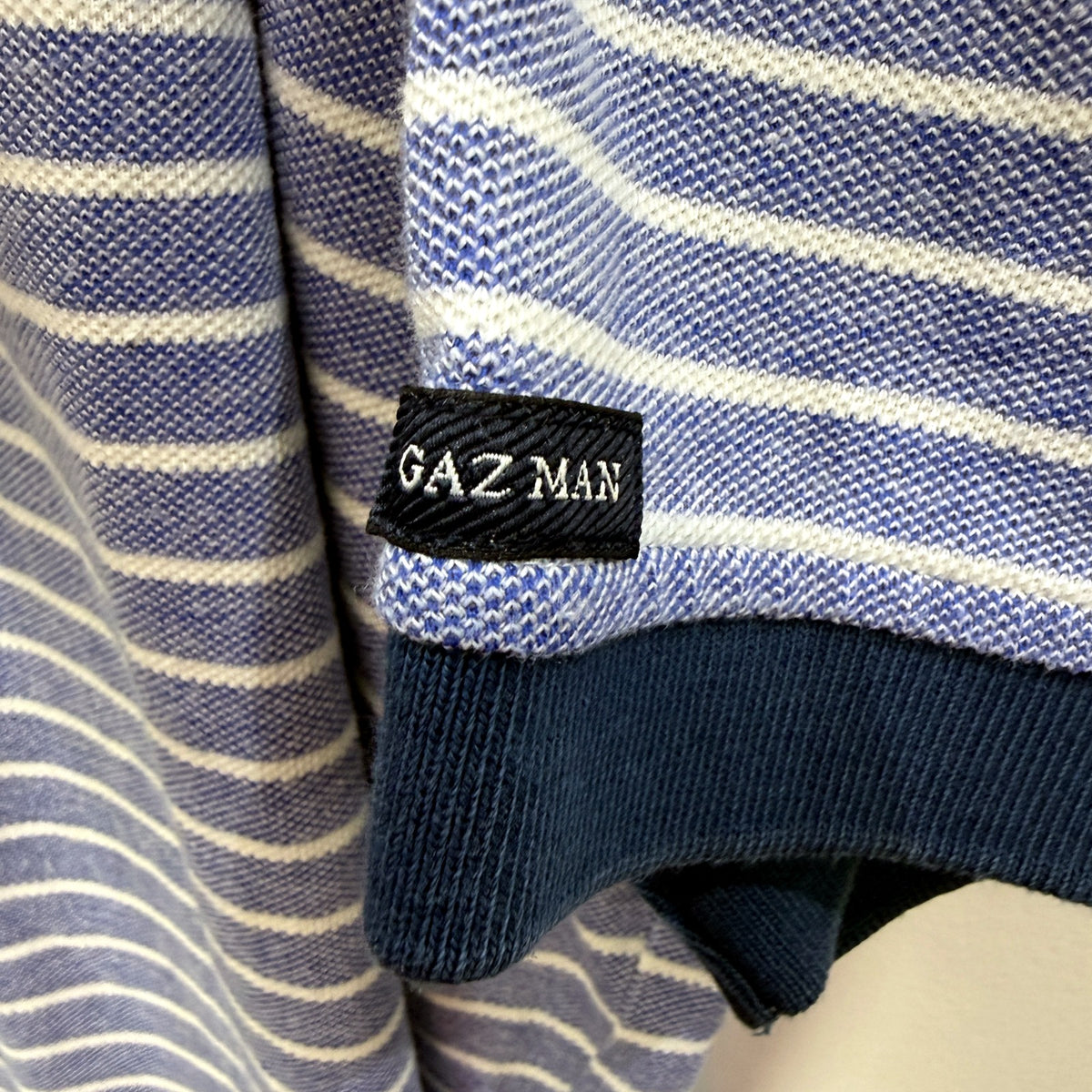 Gazman Mens Striped Navy and White Cotton Polo Shirt, XXL Size