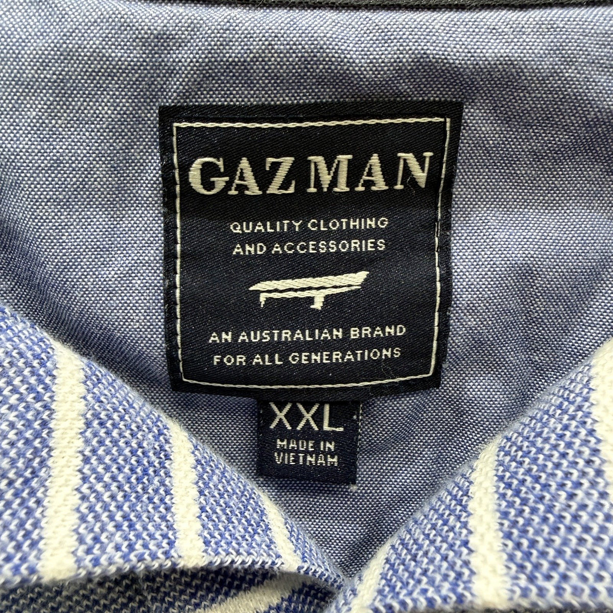 Gazman Mens Striped Navy and White Cotton Polo Shirt, XXL Size