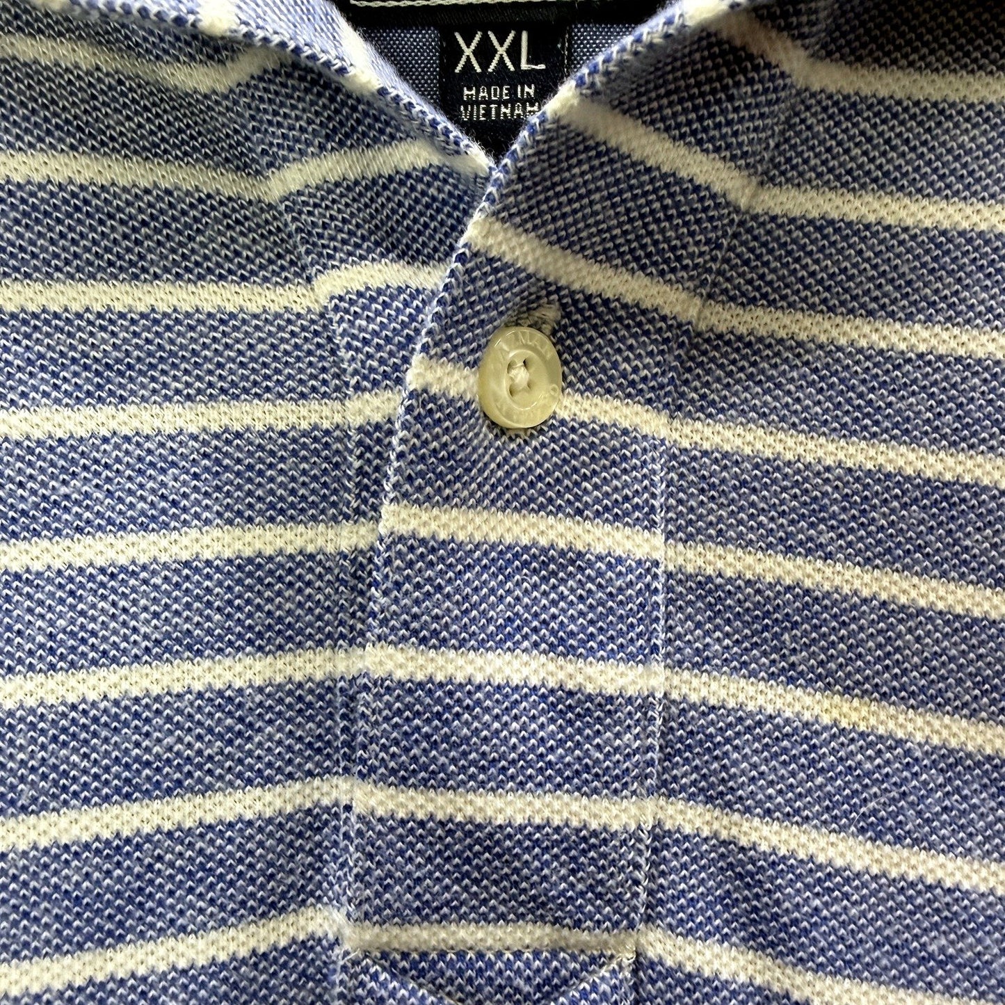 Gazman Mens Striped Navy and White Cotton Polo Shirt, XXL Size